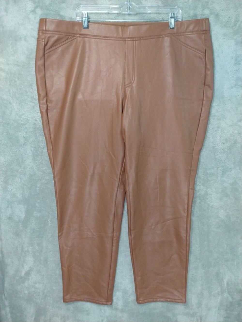 J Jill Pants Womens 3X Brown Faux Leather Pull On High Rise - Picture 1 of 10